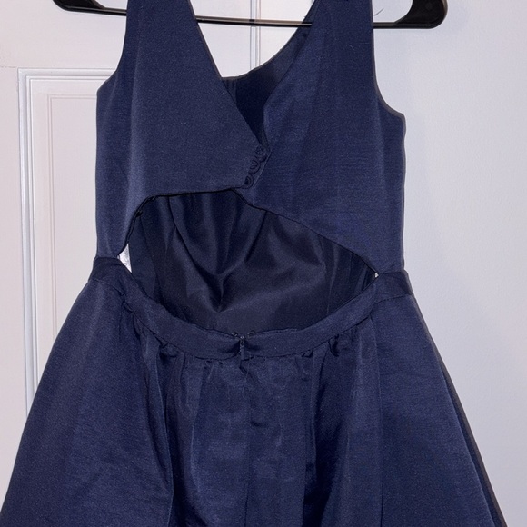 A line Navy Blue Dress With Neckline jeweled embellishment - Picture 6 of 9